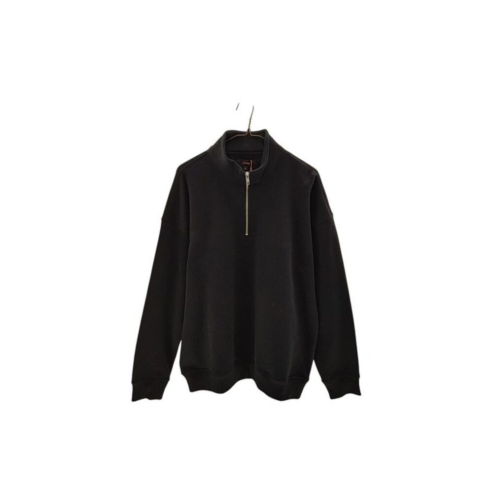 Quince Men Everyday Fleece Quarter-Zip Sweatshirt Black Sleeved Top M